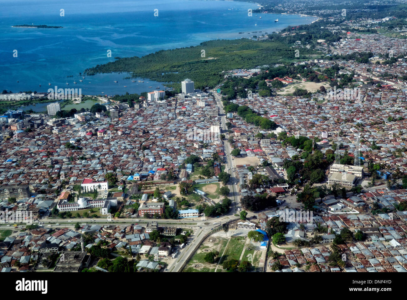Aerial view of Zanzibar city in Zanzibar island Tanzania Eastern Africa Stock Photo