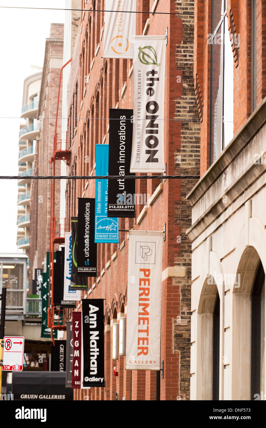 Old warehouse buildings house the many art galleries in River North