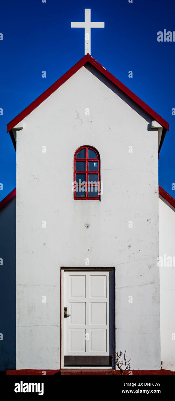 EUROPE EYRARHORN ICELAND TRAVEL VATNAJOKULL GLACIER CHURCH CROSS Stock Photo