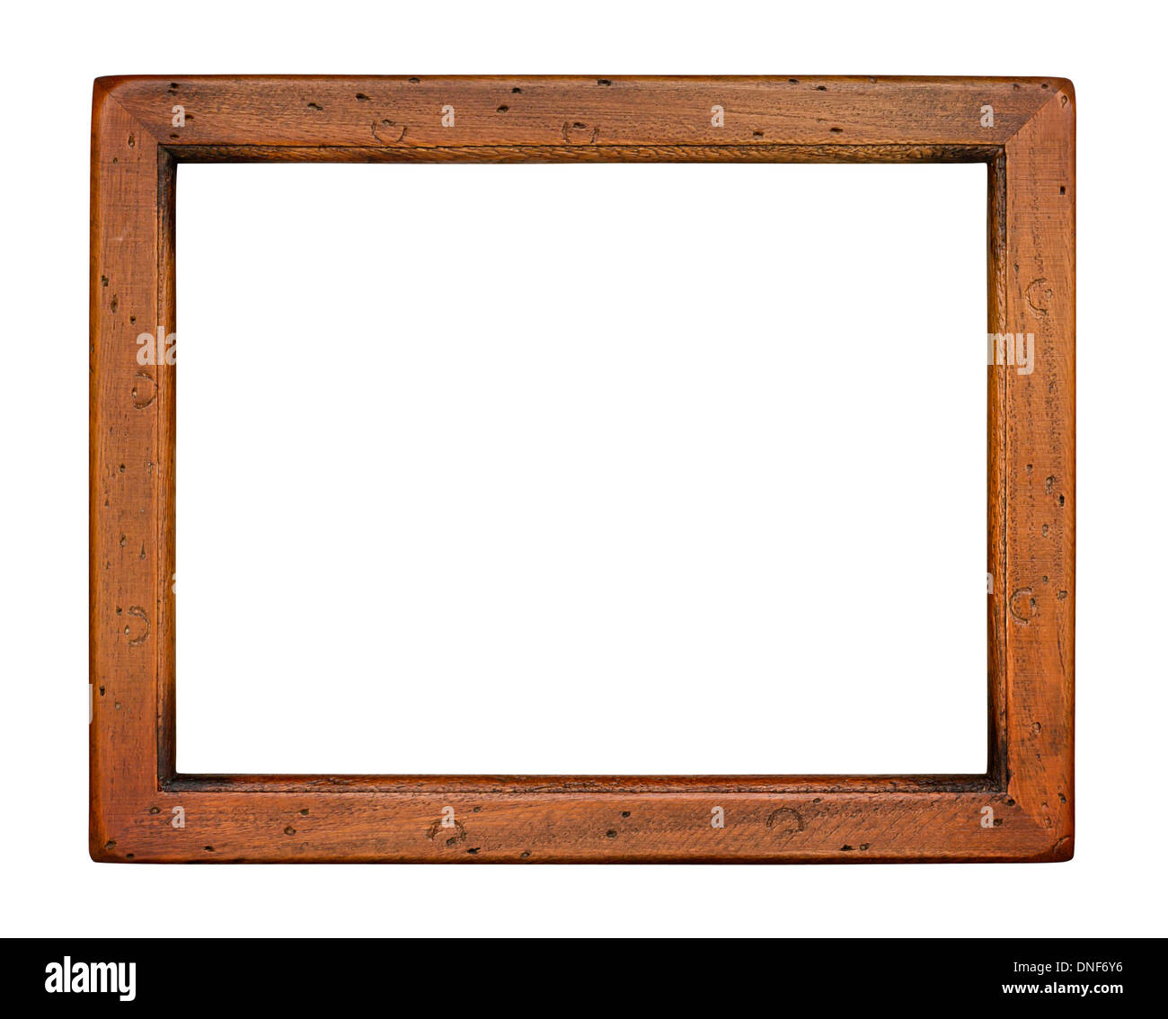 Flat plain wooden picture frame isolated on a white background Stock Photo