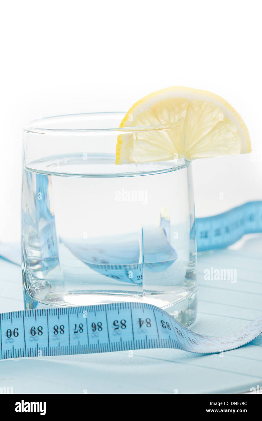Pure water for healthy life with measure tape Stock Photo