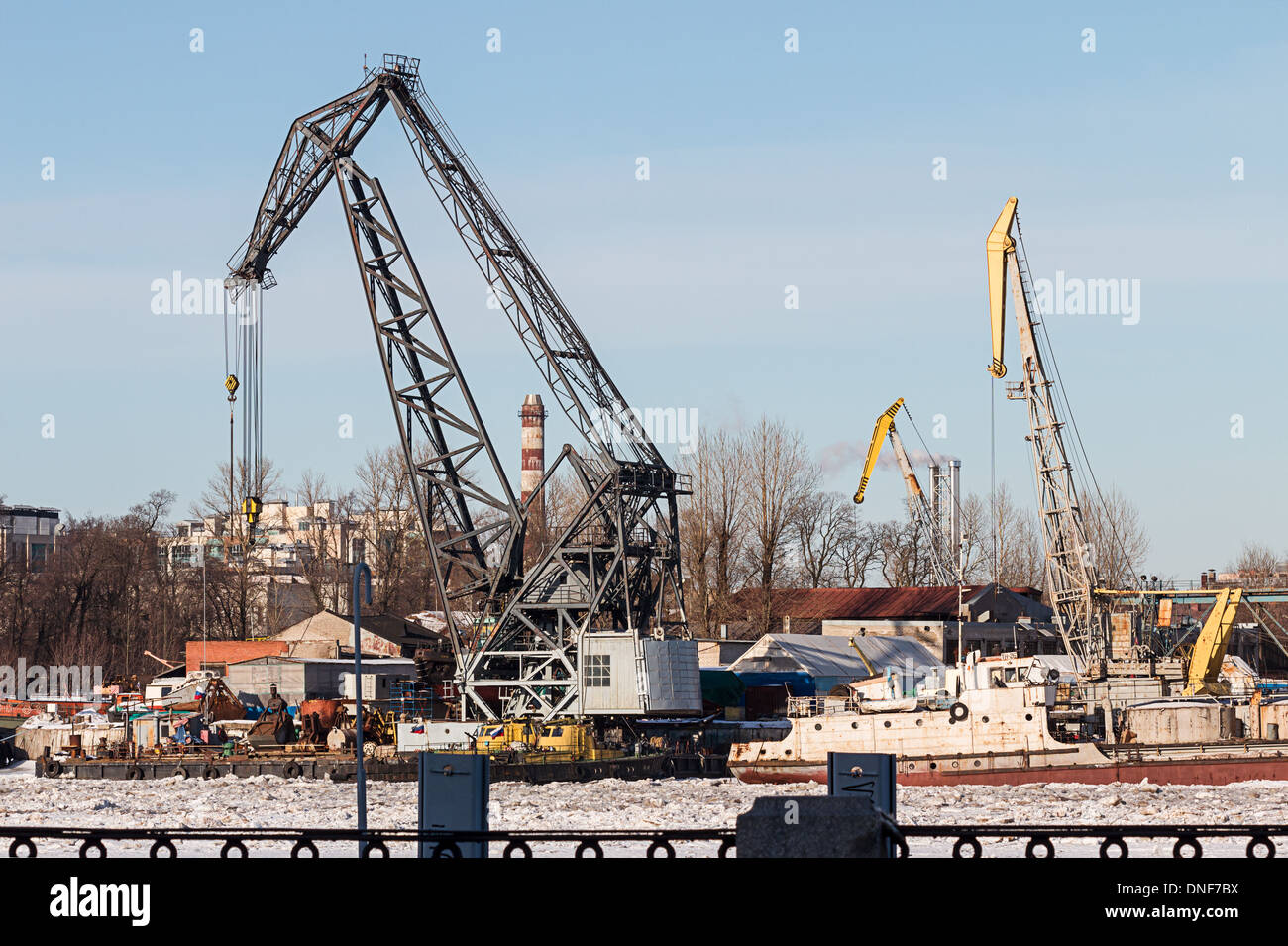 Winter industrial landscape Stock Photo Alamy