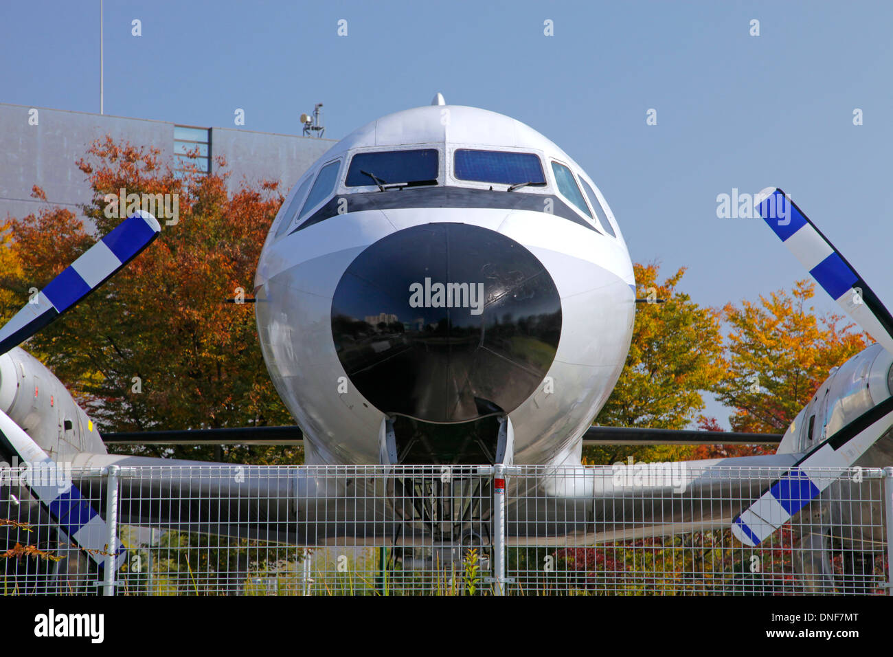 YS-11 aircraft on display in front of Koku-Koen station Tokorozawa-shi Japan Stock Photo