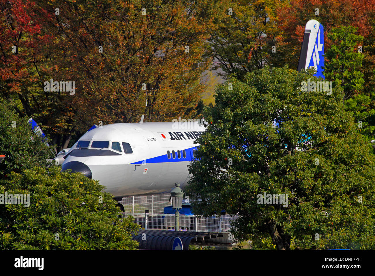 YS-11 aircraft on display in front of Koku-Koen station Tokorozawa-shi Japan Stock Photo