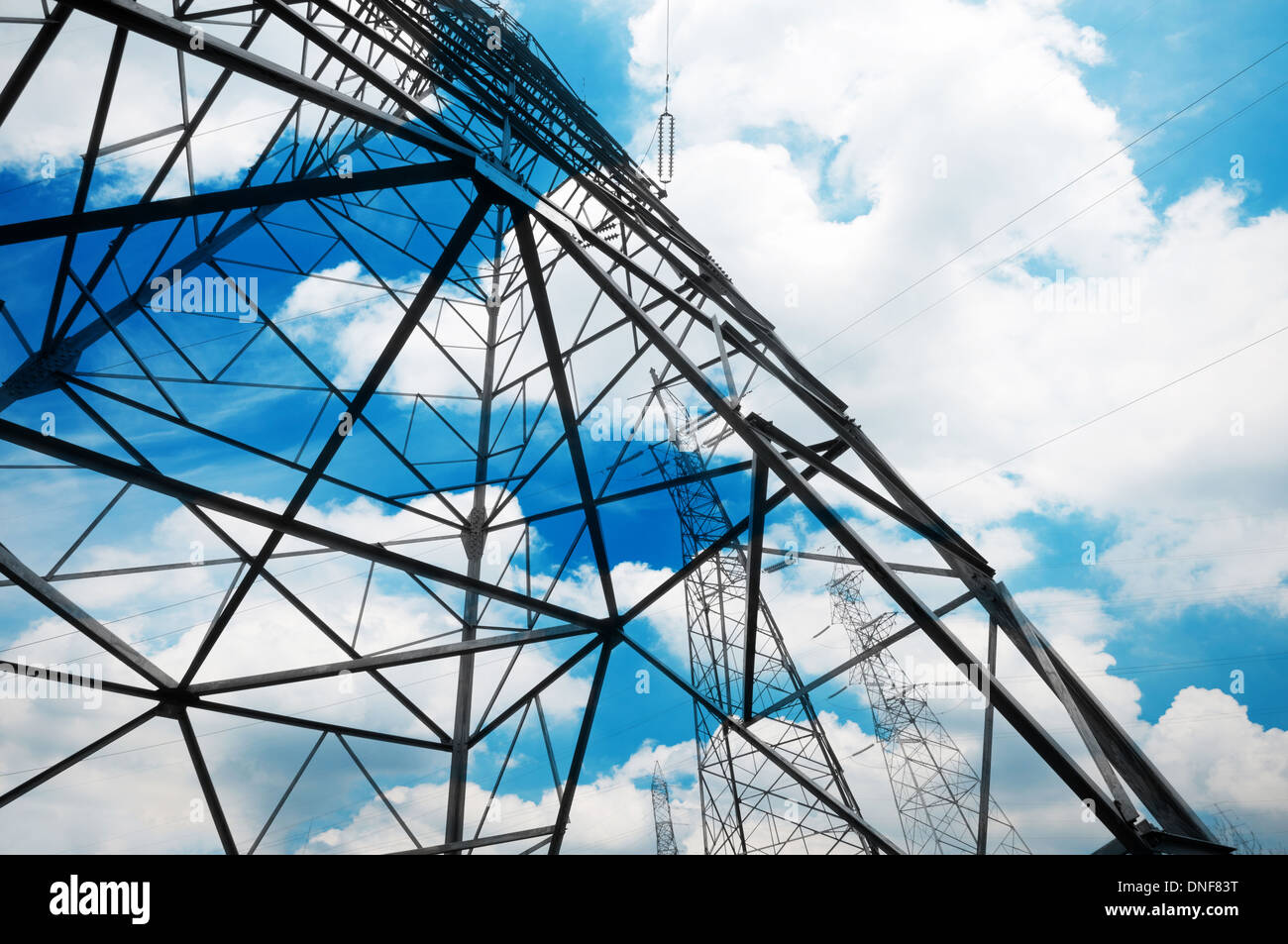 high voltage post.High-voltage tower sky background Stock Photo - Alamy