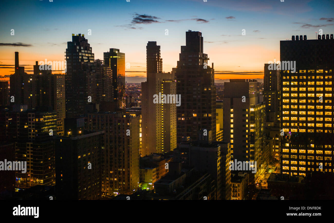 WINTER SUNRISE EAST SIDE OF MANHATTAN NEW YORK CITY NEW YORK USA Stock Photo