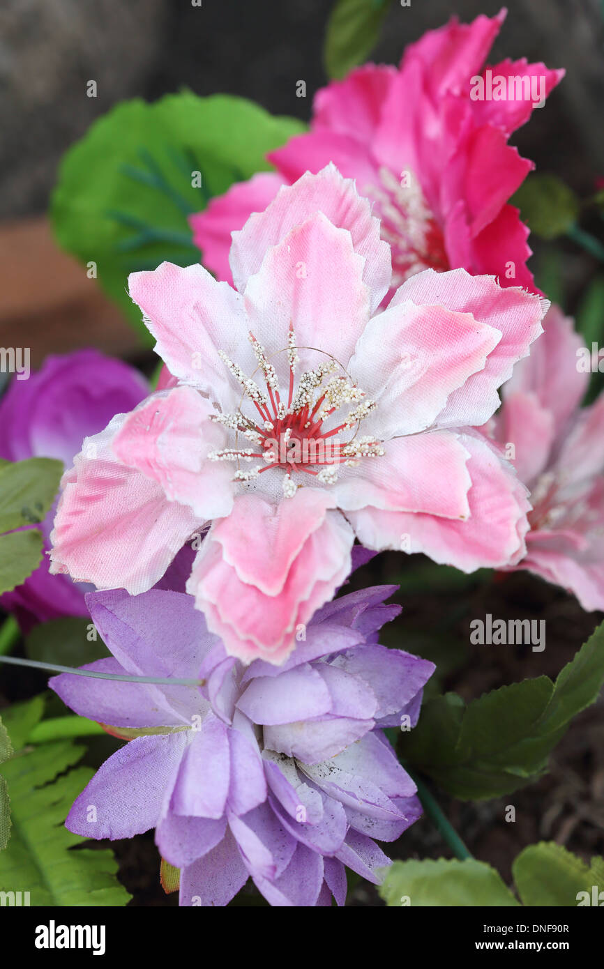 close-up of beautiful artificial decoration flowers Stock Photo