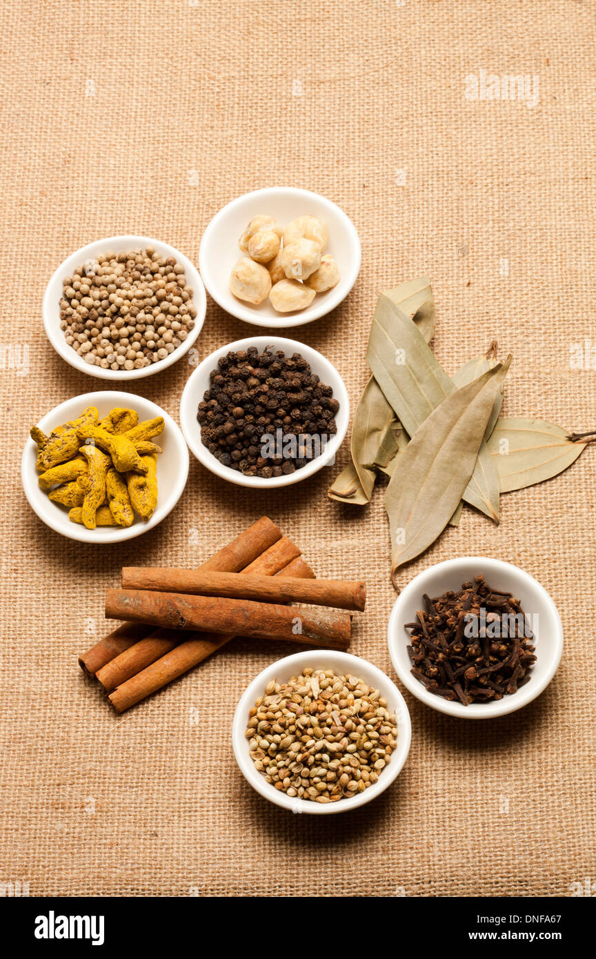 Spice, Cinnamon, Curcuma, Clove, Black Peppercorn, White Peppercorn