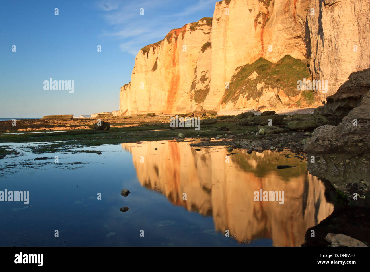 Sunset over the cliffs of Etretat Stock Photo - Alamy