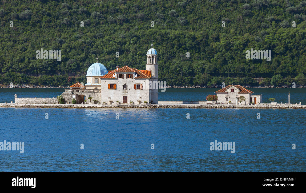 Our Lady of the Rocks. Small island in Kotor Bay Stock Photo
