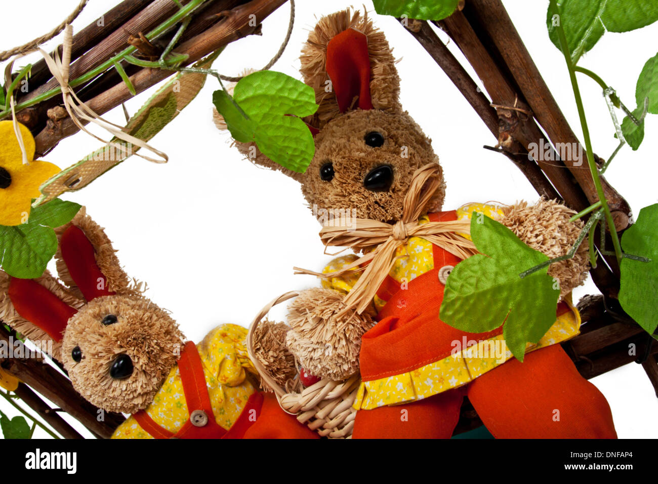 two easter bunnies swinging and relax Stock Photo