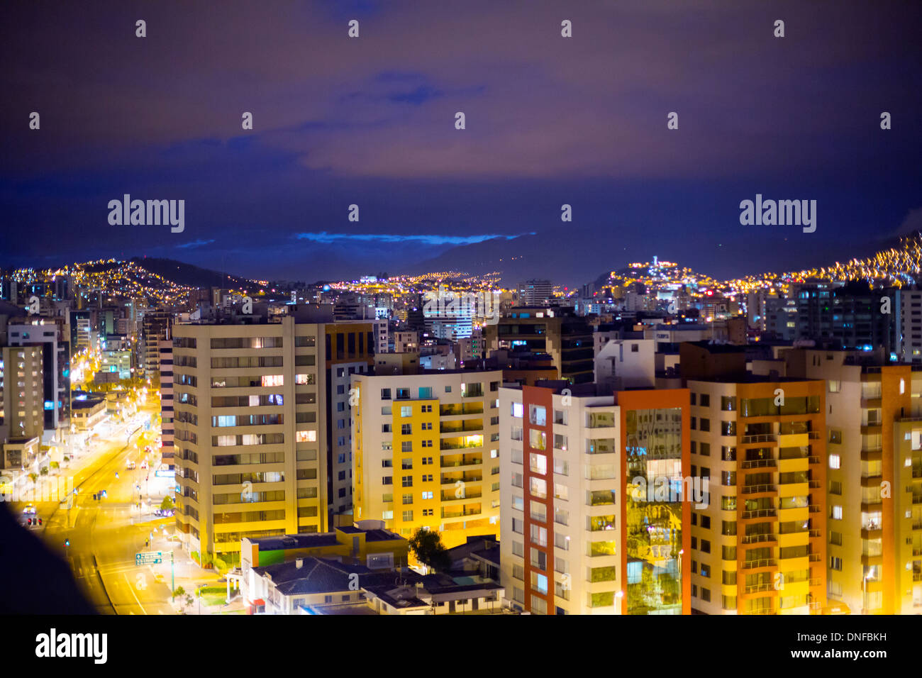 Quito, Ecuador skyline as seen from new town. Stock Photo