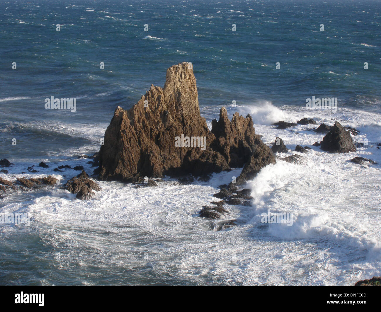 Big waves on the reef Mermaids (Natural Park of Cabo de Gata) Stock Photo