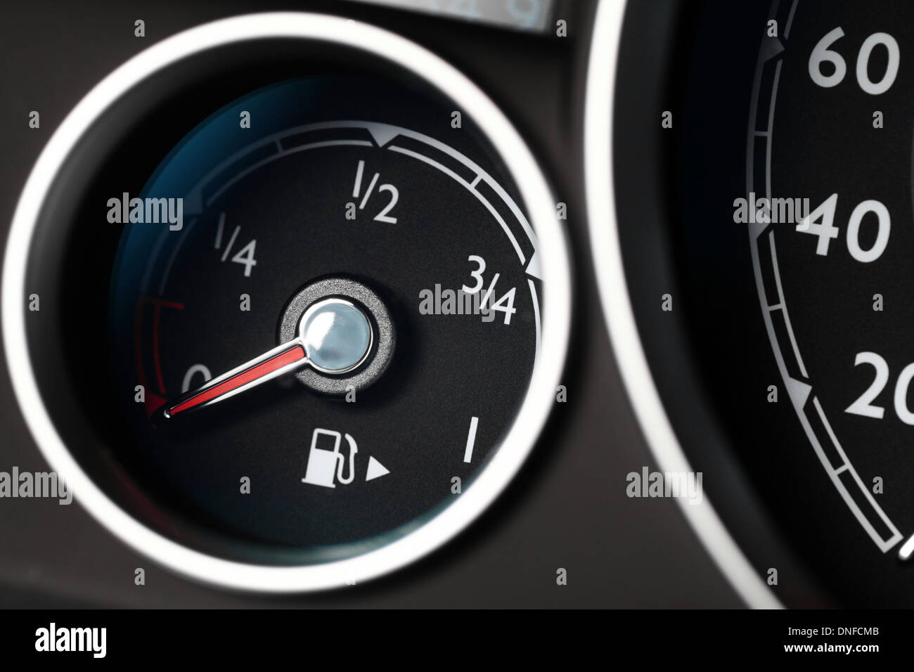 Closeup shot of a fuel gauge in a car Stock Photo Alamy