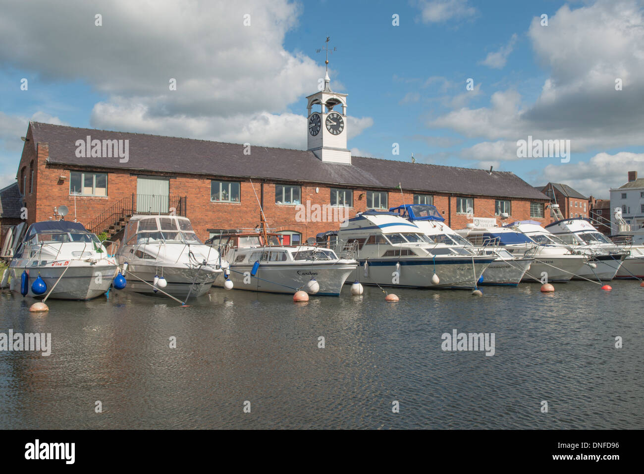 Boat marina at Stourport on Severn in the county of Worcestershire, England. This shows the moorings at the Stourport Yatch Club Stock Photo