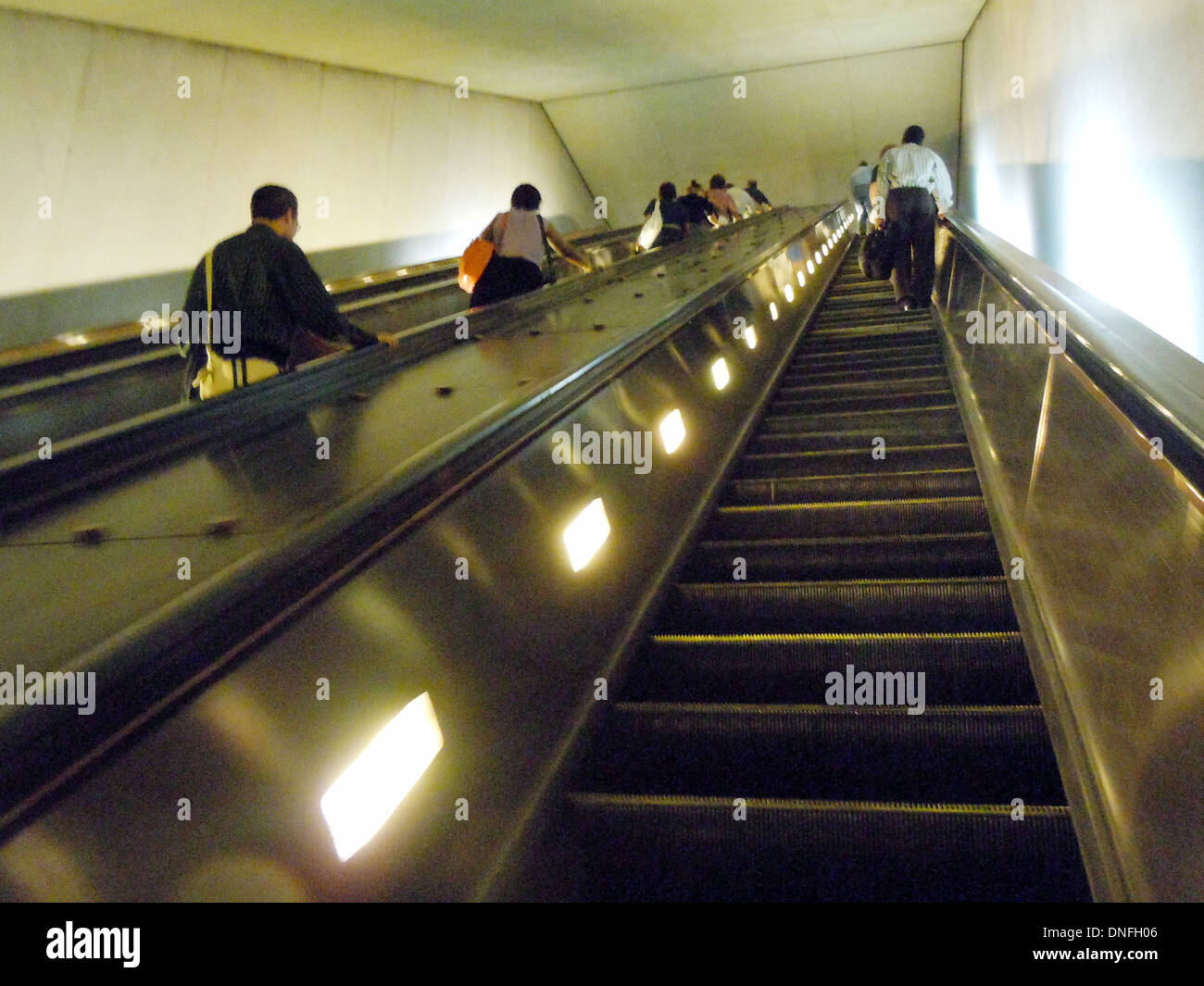Escalator to subway Washington Metropolitan 'M' transit Authority subway Washington DC Maryland and Virginia area, Stock Photo