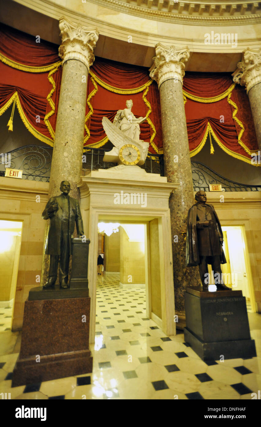 National Statuary Hall chamber in United States Capitol devoted to sculptures of prominent Americans.House of Representatives. Stock Photo