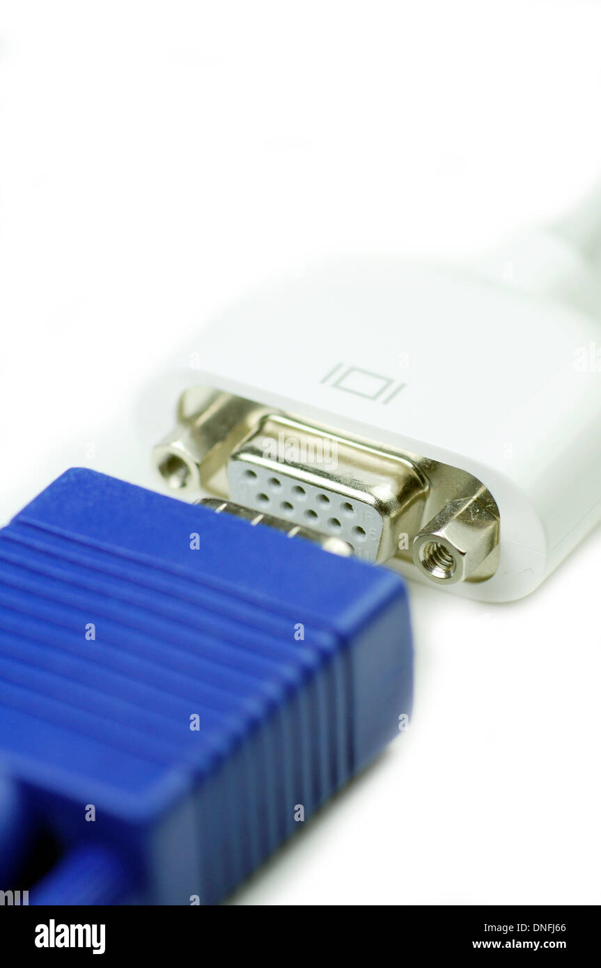 VGA PC to MAC Display Connectors Closeup. Stock Photo