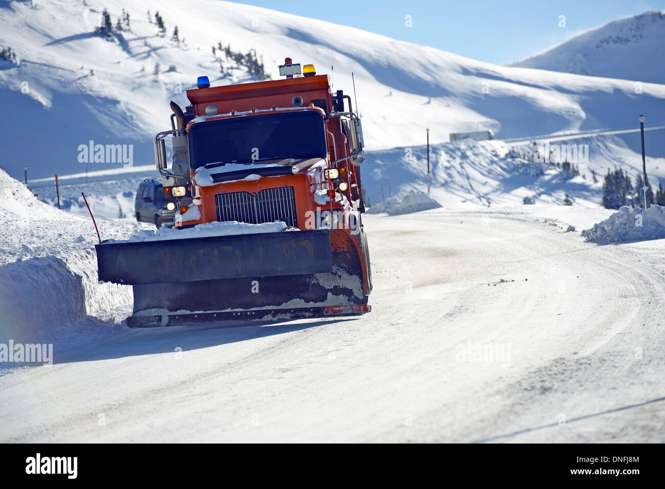 Snowplow Clearing Loveland Pass Road, Colorado United States Stock