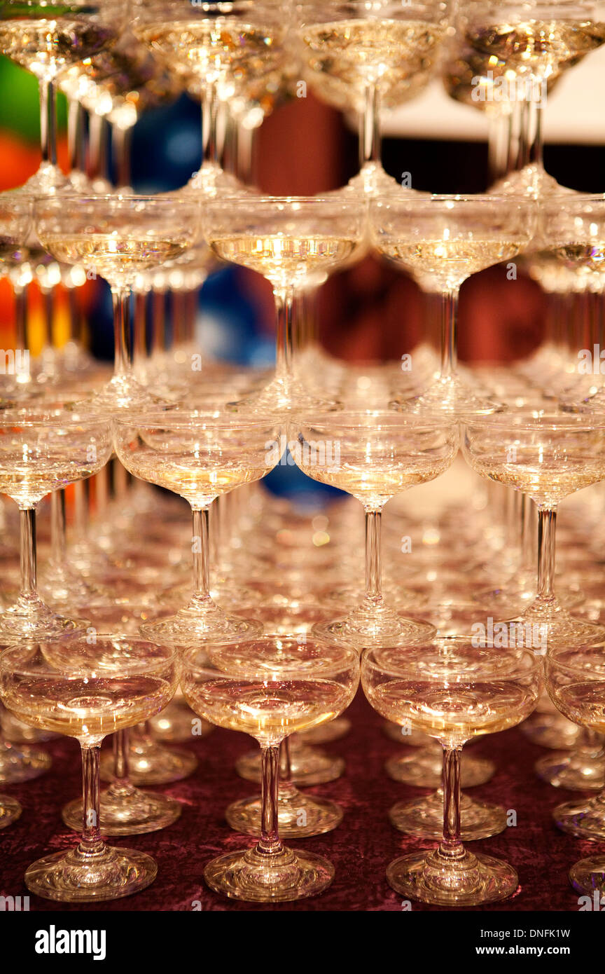 Stacked champagne glasses Stock Photo Alamy