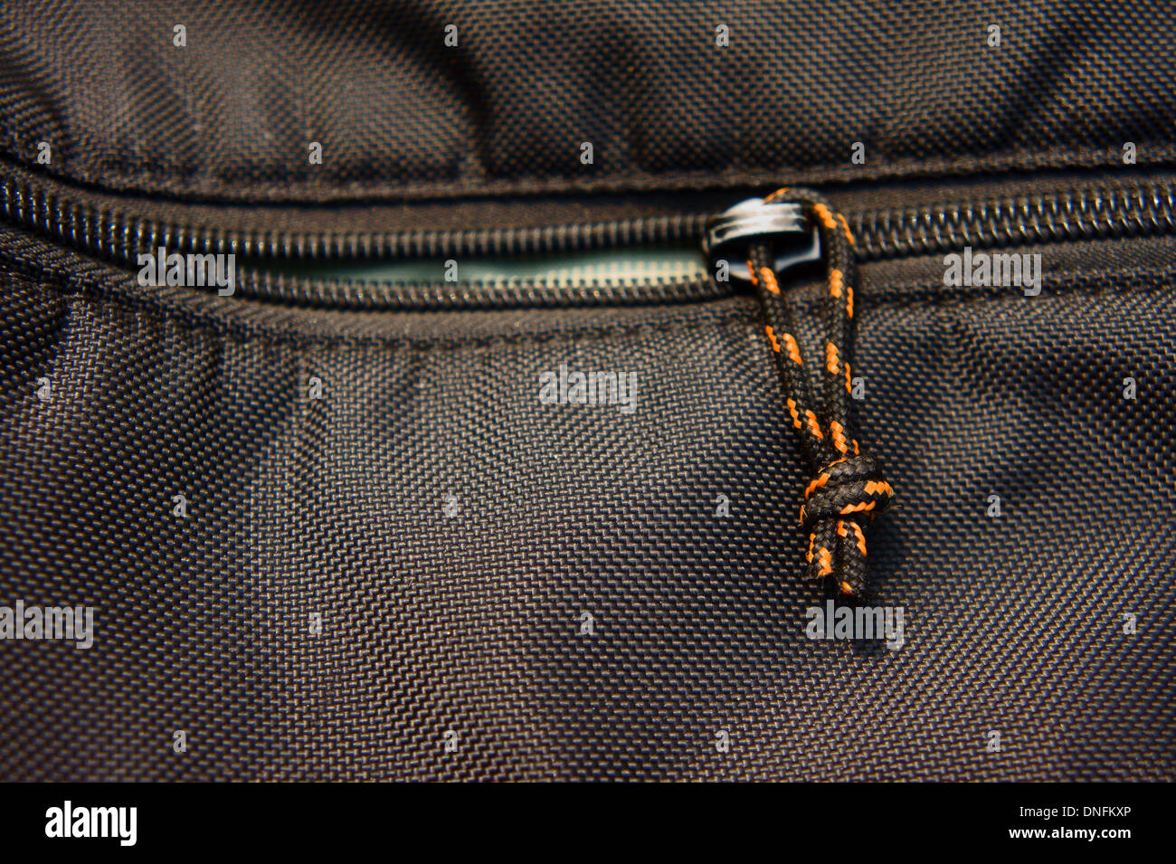 Close up of a zipper of a bag Stock Photo