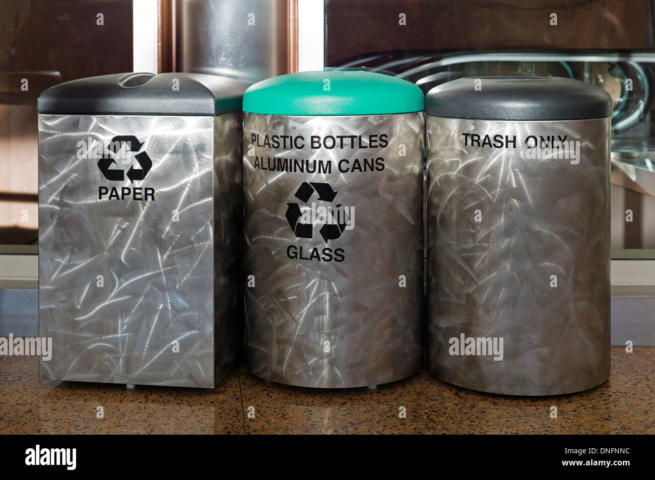 Recycling bins, Denver International Airport Stock Photo Alamy