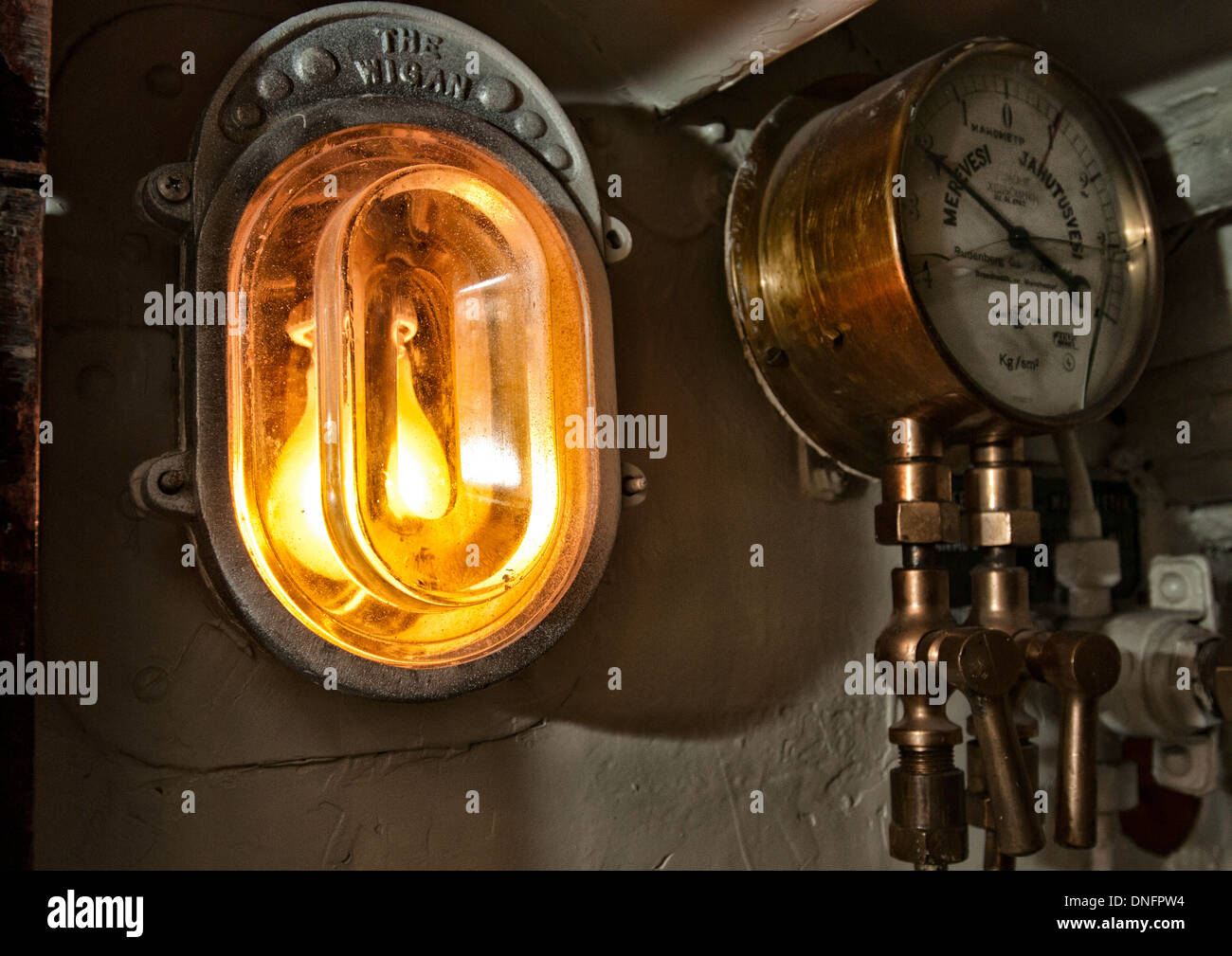 A light bulb in a Estonian submarine Stock Photo