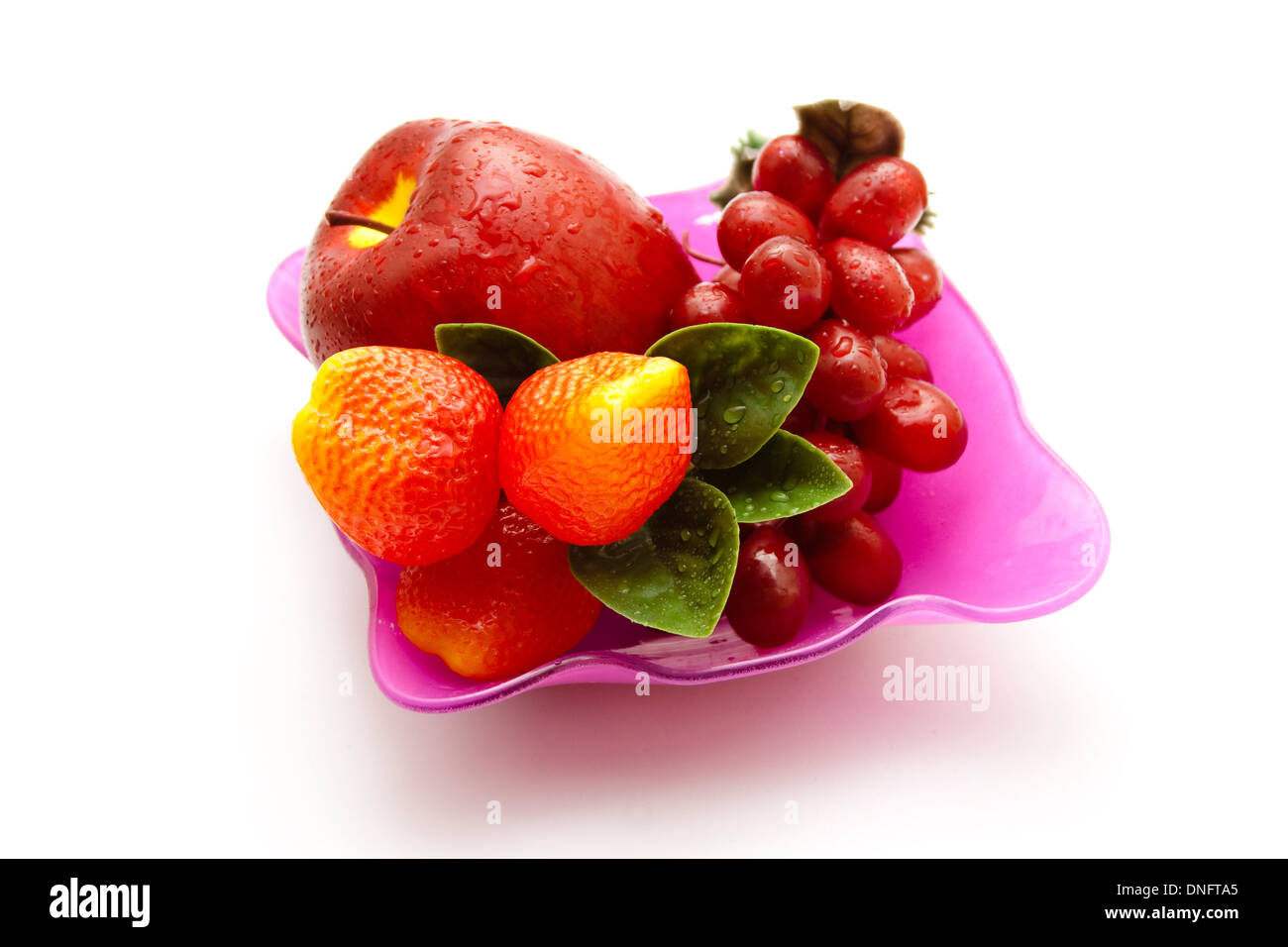 Different Plastic Fruits in Bowl Stock Photo Alamy