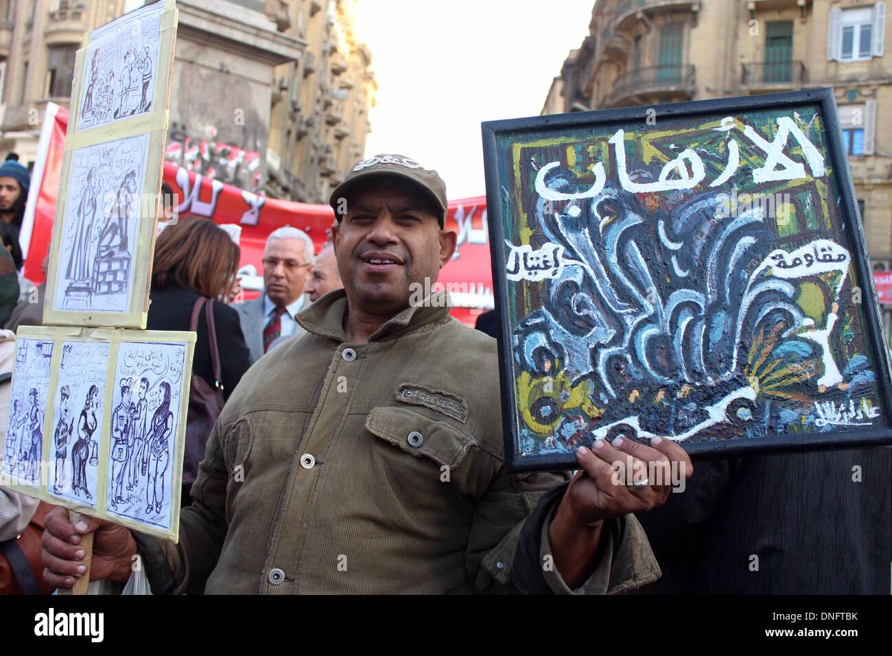 Cairo, Cairo, Egypt. 26th Dec, 2013. Egyptian Activists Hold Cardboards ...