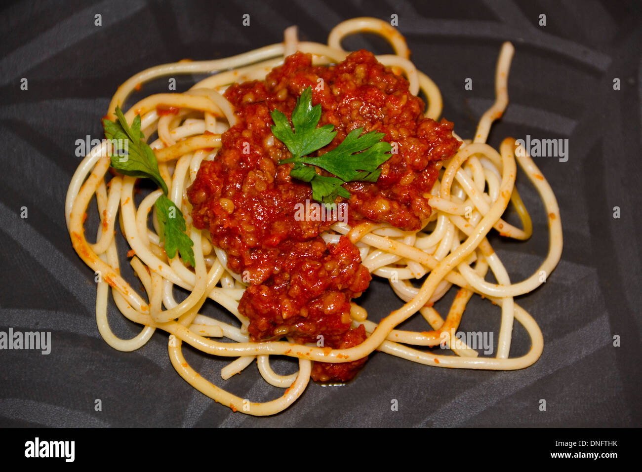 Fresh Spaghetti Bolognese with Parsley Stock Photo Alamy