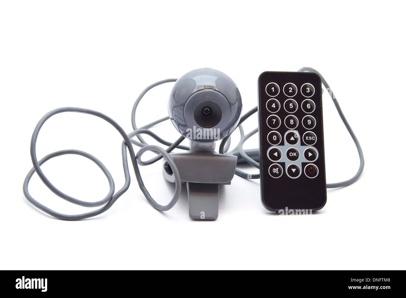 Webcam with Cable and Remote Control Stock Photo
