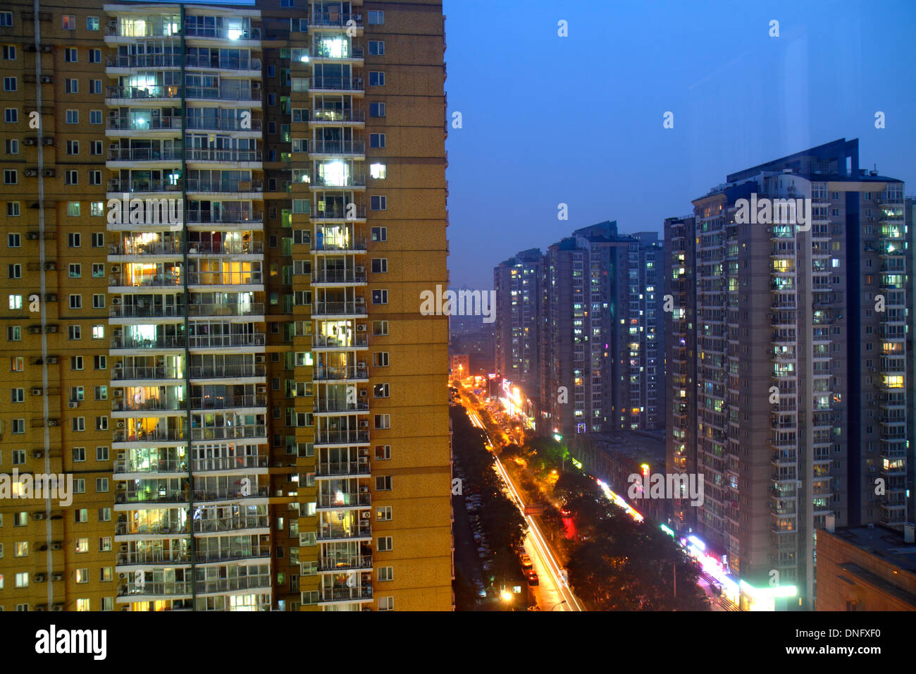 Beijing China,Chinese,Xicheng District,aerial overhead view from above,high rise,condominium residential apartment apartments building buildings housi Stock Photo