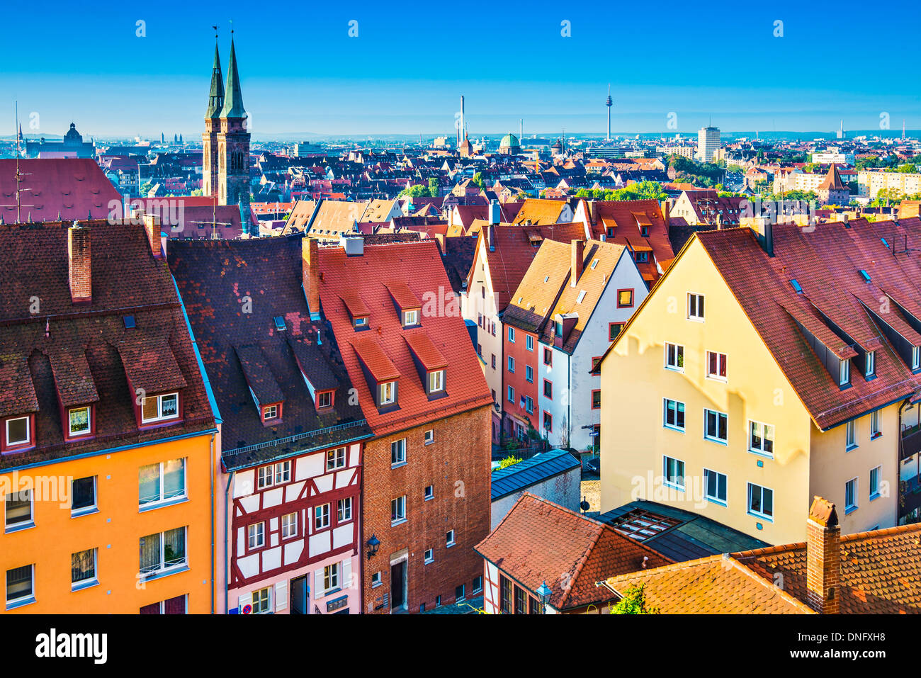 Skyline of historic Nuremberg, Germany Stock Photo