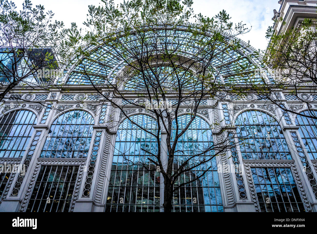 The cast iron and glass façade of the Paul Hamlyn Hall (Old Floral Hall). Part of the Royal Opera House, London. Stock Photo