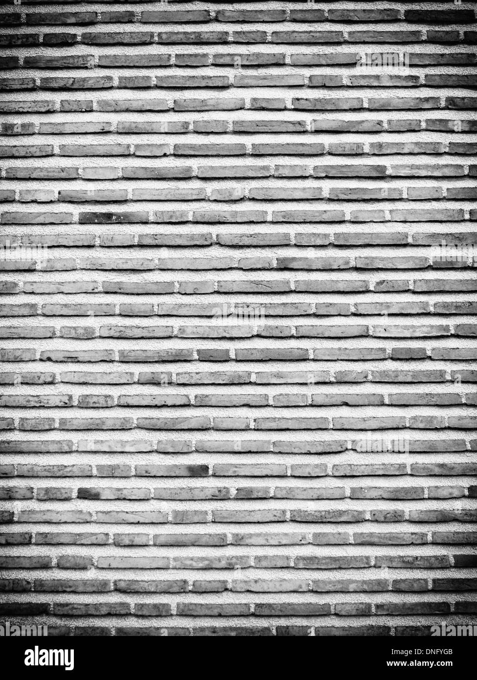Black white brick wall texture pattern grunge background with vignette ...