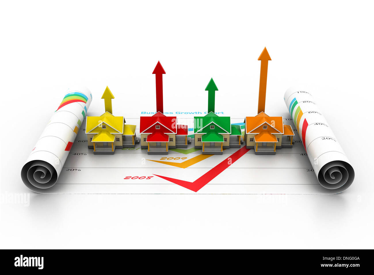 Business chart with growth graph Stock Photo - Alamy