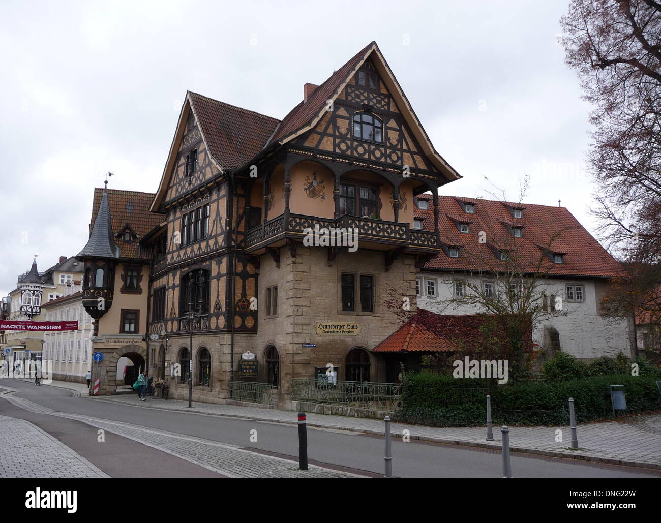 The Henneberger Haus Pictured In The Old Town Of Meiningen Stock