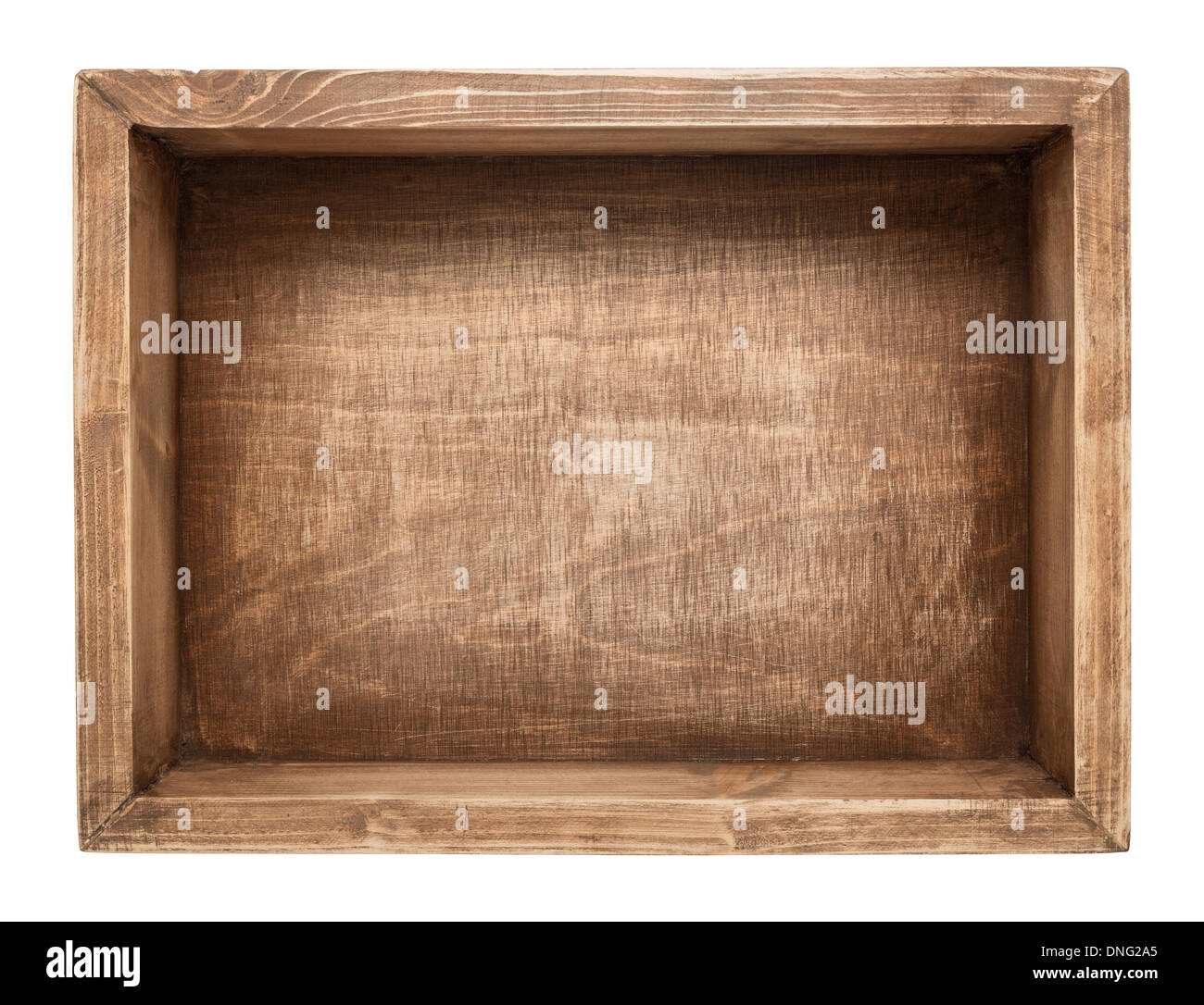Empty wooden box isolated on white Stock Photo