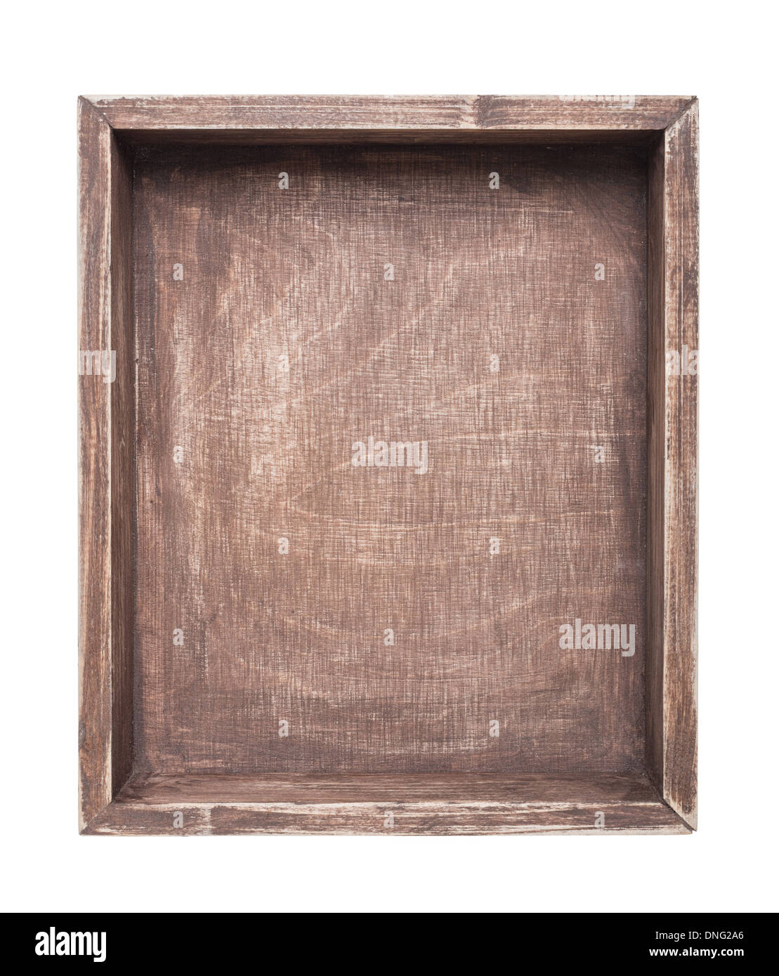 Empty wooden box isolated on white Stock Photo