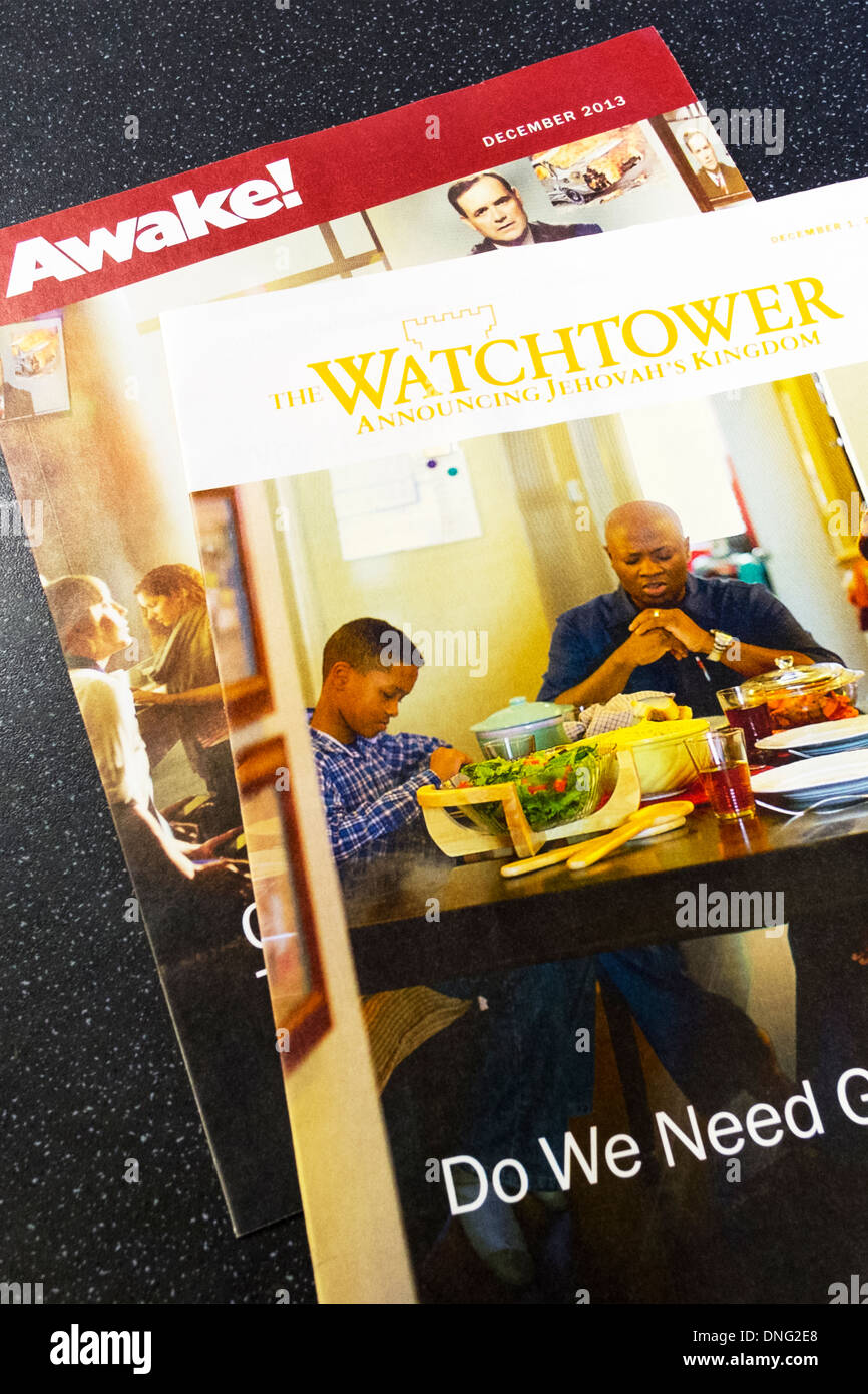 Watchtower and Awake! Johavah's Witness publications pamphlets leaflets Stock Photo