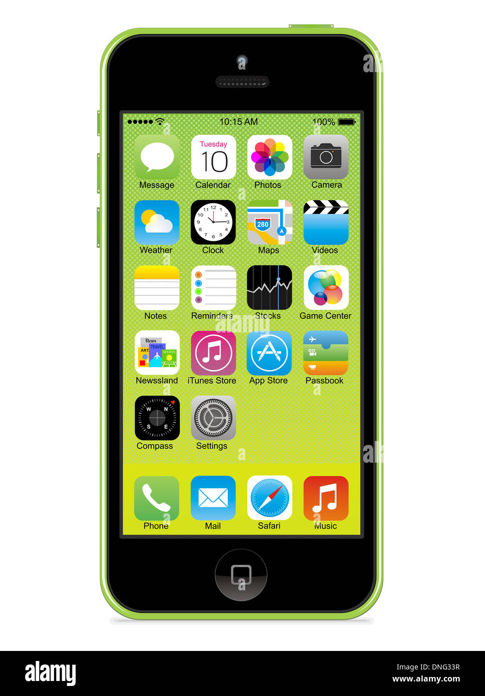 Apple iphone 5c  with icon on screen Stock Photo