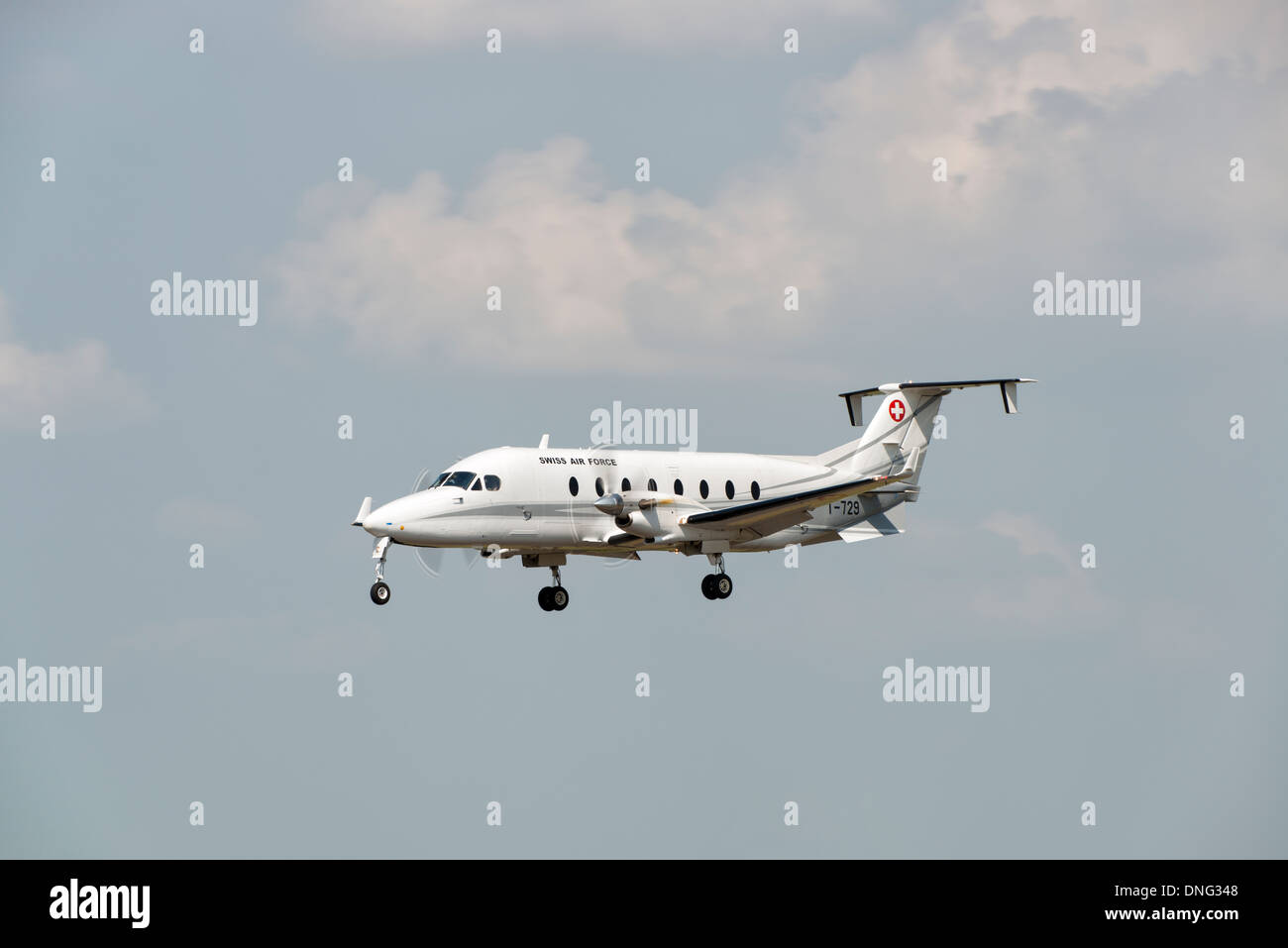 Raytheon Beechcraft 1900D of the Swiss Air Force arrives at Fairford for the 2013 Royal International Air Tattoo Stock Photo