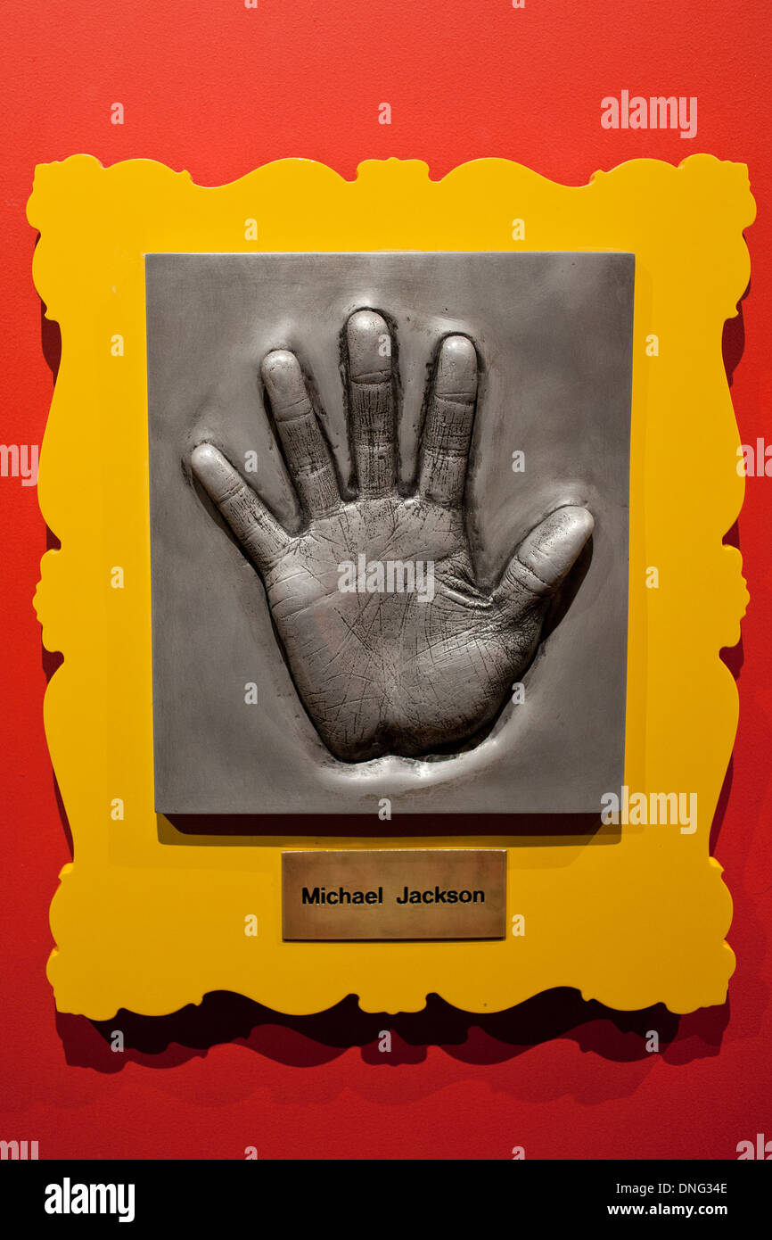 Hand cast of Michael Jackson in Madame Tussauds Amsterdam, Holland, Netherlands. Stock Photo