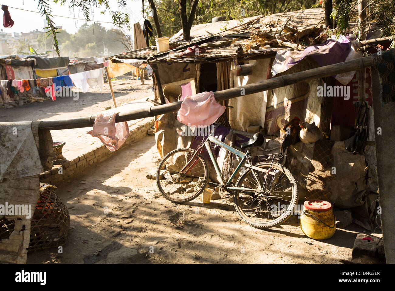 Illegal poor houses in Kathmandu valley Stock Photo