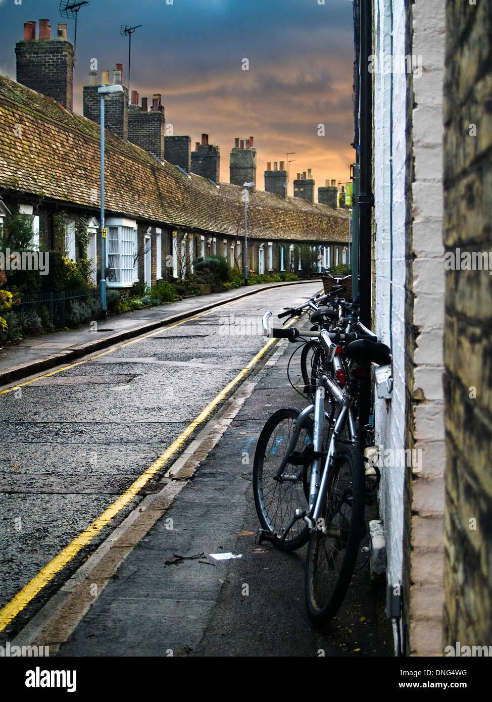 A quiet residential street in Cambridge, UK Stock Photo