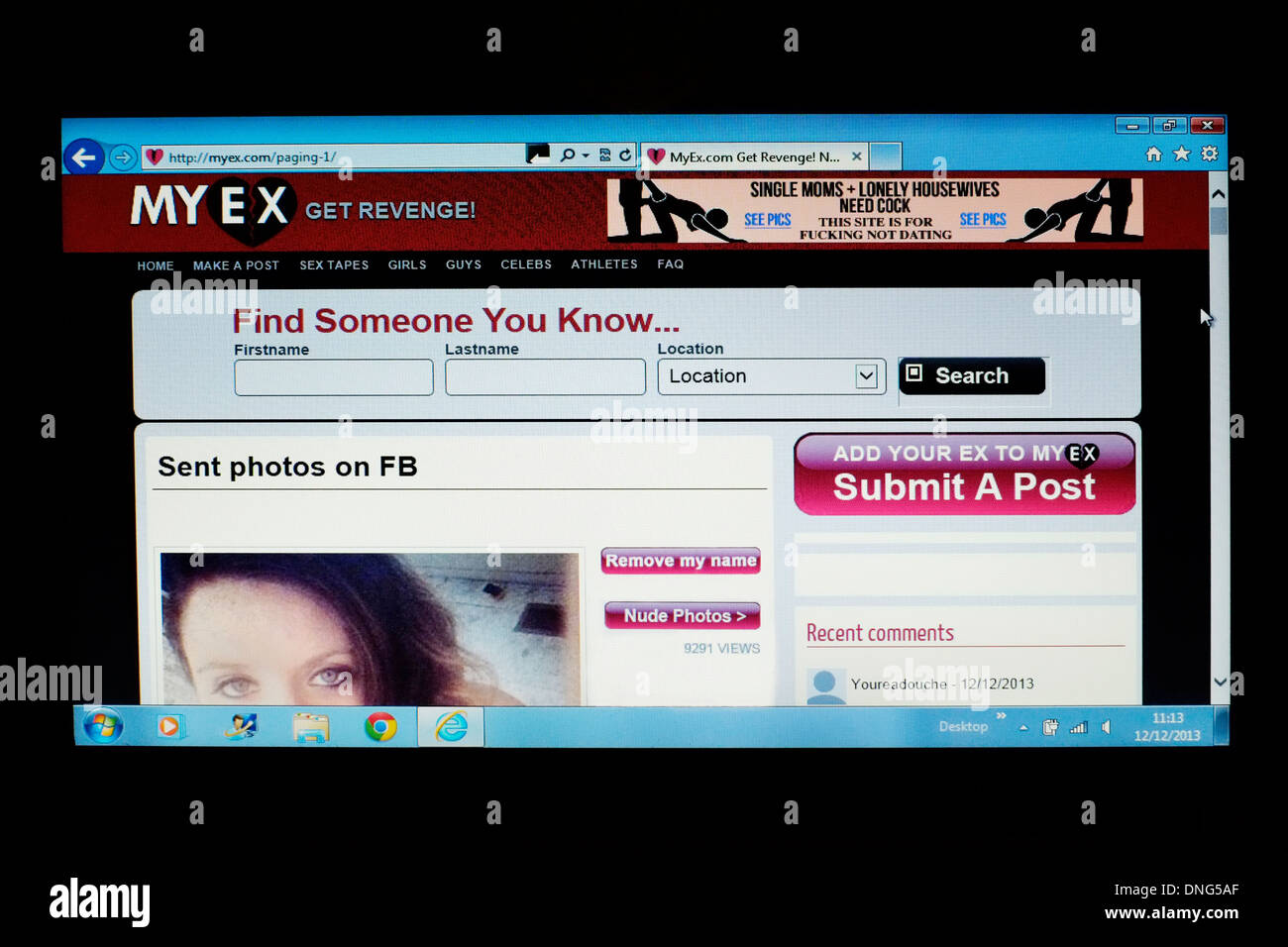 Screen Shot Of A Revenge Website Targeting Ex Partners Stock Photo screen-shot-of-a-revenge--website-targeting-ex-partners-stock-photo