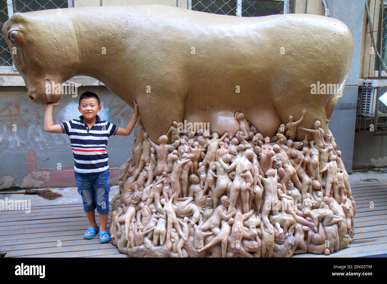 Beijing China,Chinese,Chaoyang District,798 Art Zone,Dashanzi Art District,former Factory 798,gentrification,BoBo Community,Asian boy boys male kids c Stock Photo