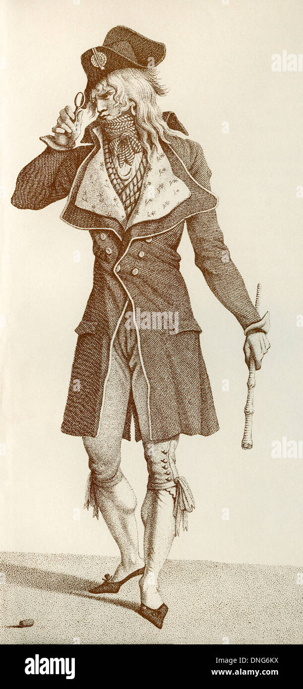 Men's fashion during the French Revolution. Les Incroyables. Stock Photo