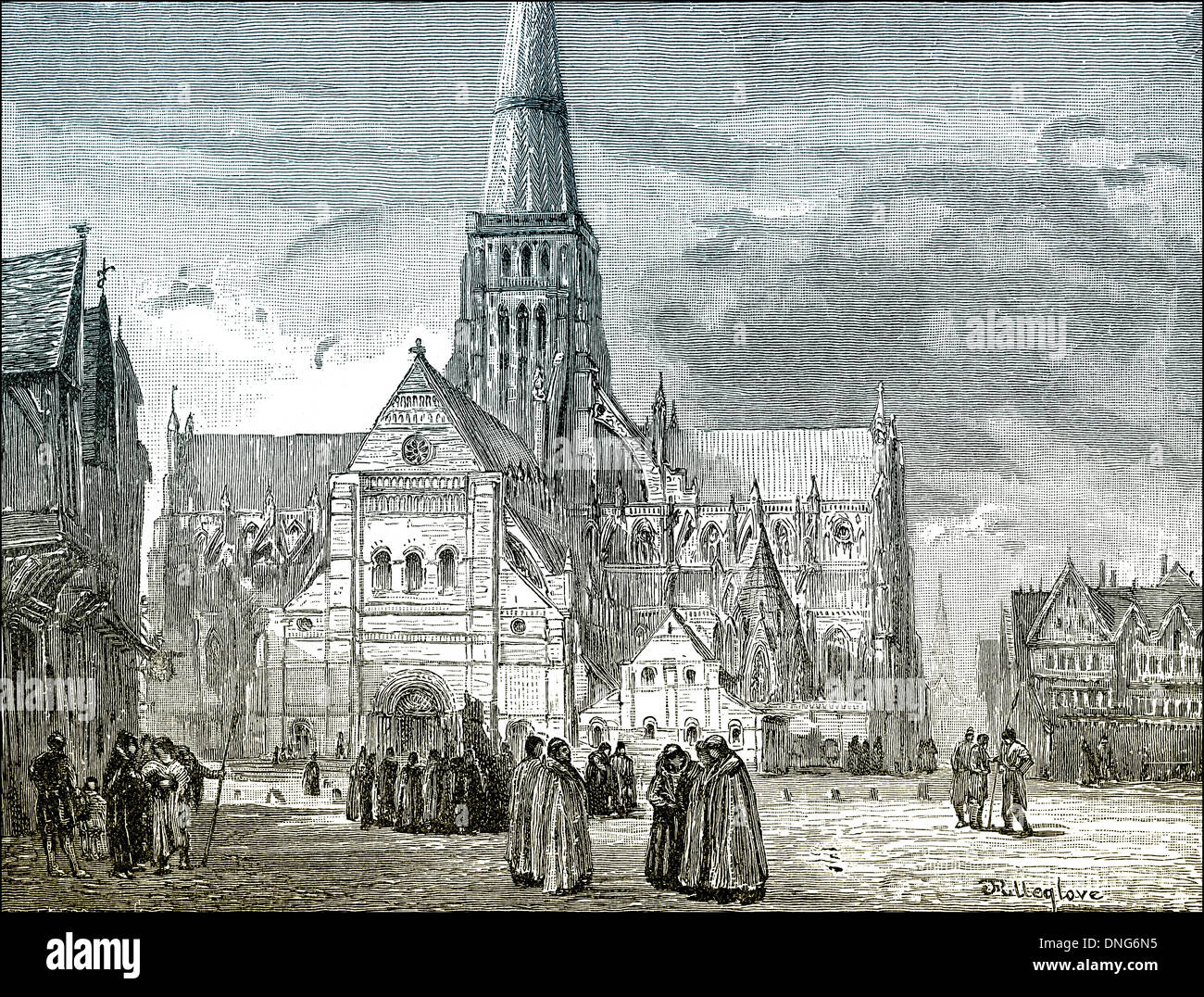 depiction of the 14th Century predecessor of St Paul's Cathedral, a cathedral in London, England, United Kingdom, Europe Stock Photo