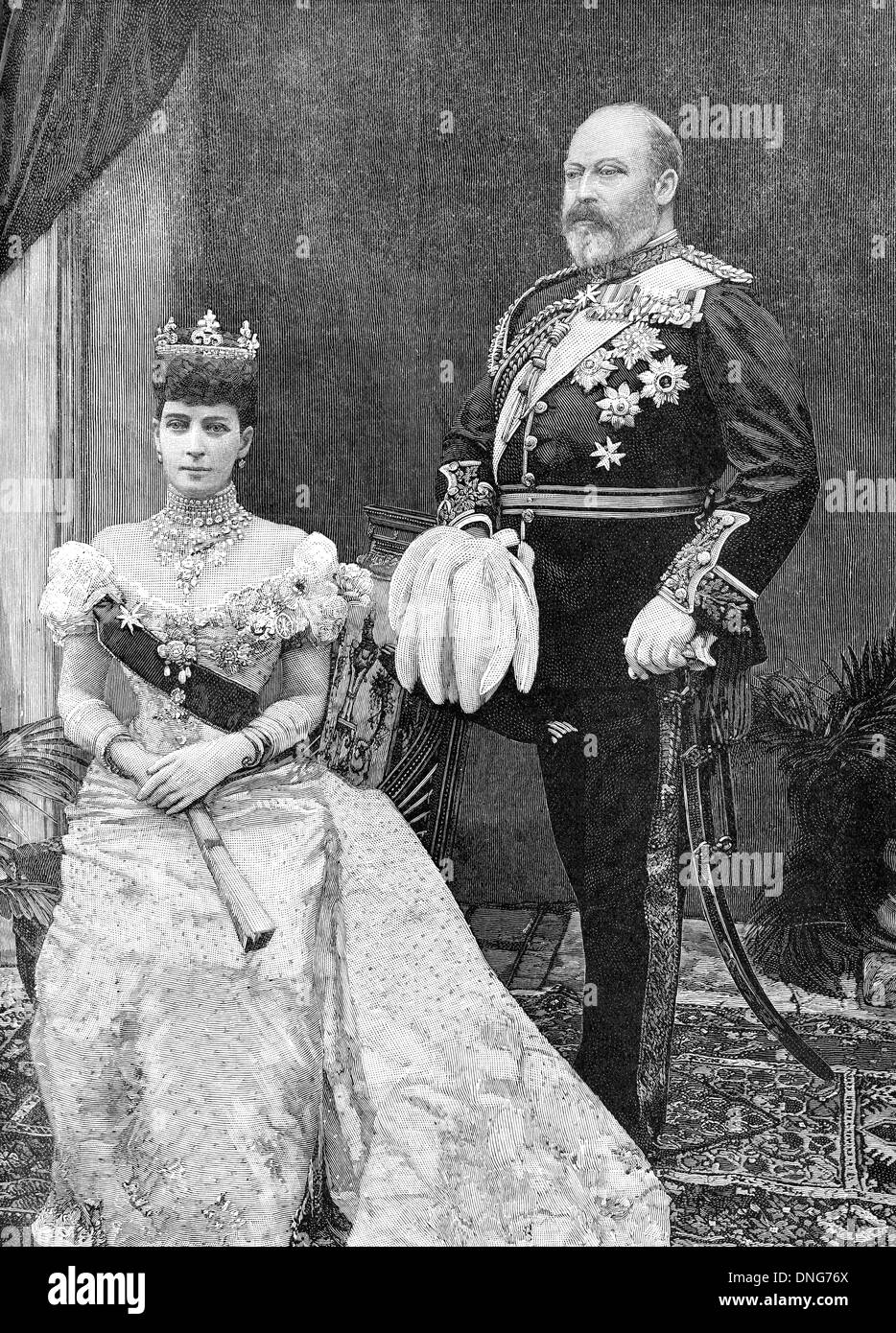 Edward VII or Albert Edward, 1841 - 1910, King of the United Kingdom and Emperor of India and his wife, Alexandra of Denmark, 18 Stock Photo